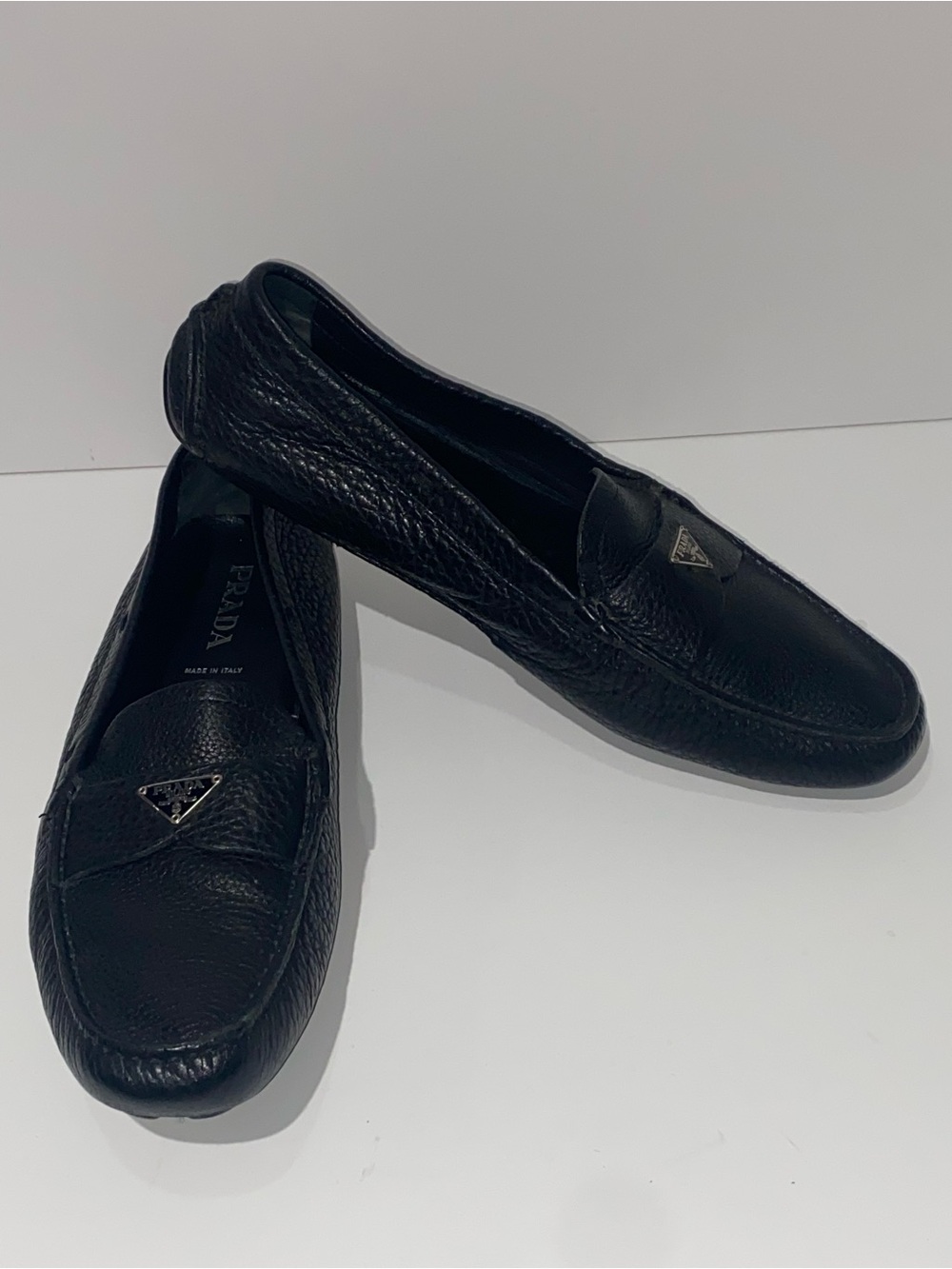 PRADA Black Leather Driving Loafers / Moccasins – Size 38 – US 7.5 Made in Italy